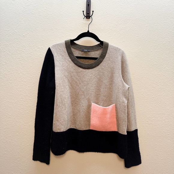 COS Sweaters - COS Grey + Navy Pink Patch Pocket Sweater - Medium